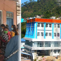 Women worker helps on gravel crushing in Jajarkot