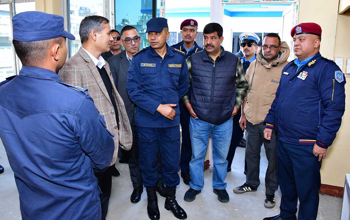 Home Minister Aryal inspects police stations in Bouddha, Sankhu