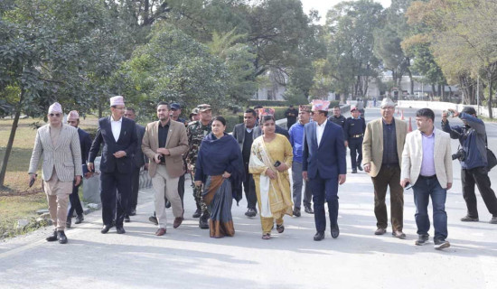 Former President Bhandari confident of timely rebuilding of damaged structures in Singha Durbar