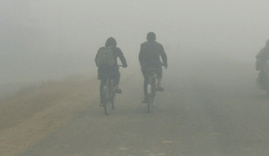 Sharp increase in cold after fog and mist persist till midday in Kanchanpur