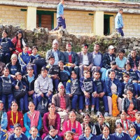 Grandmothers attending school with granddaughters