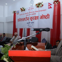 Women worker helps on gravel crushing in Jajarkot