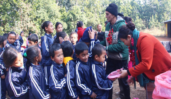 Warm clothes provided to 300 needy children in Shuklaphanta