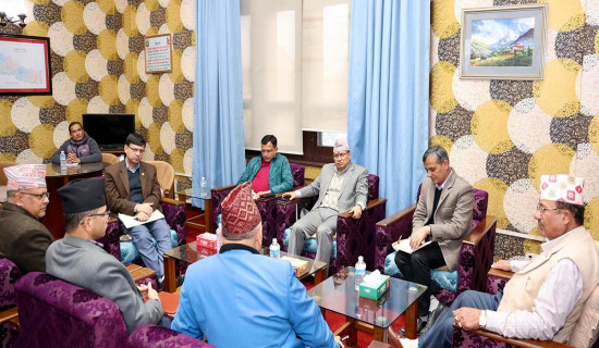 Home Minister Aryal, Officiating Election Commissioner discuss election preparations