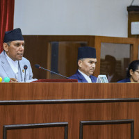 Women worker helps on gravel crushing in Jajarkot
