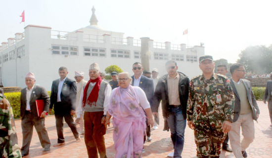 PM Karki visits Maya Devi Temple