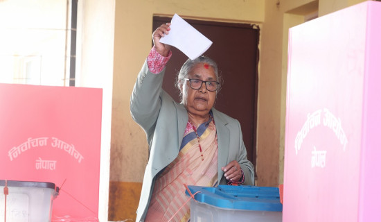 Prime Minister Karki casts her vote