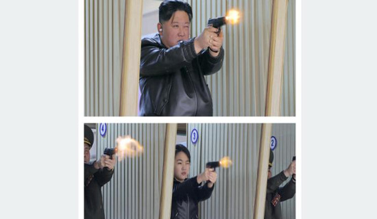 North Korean leader Kim and his daughter try out new pistols at shooting range