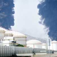 Crossing inundated road