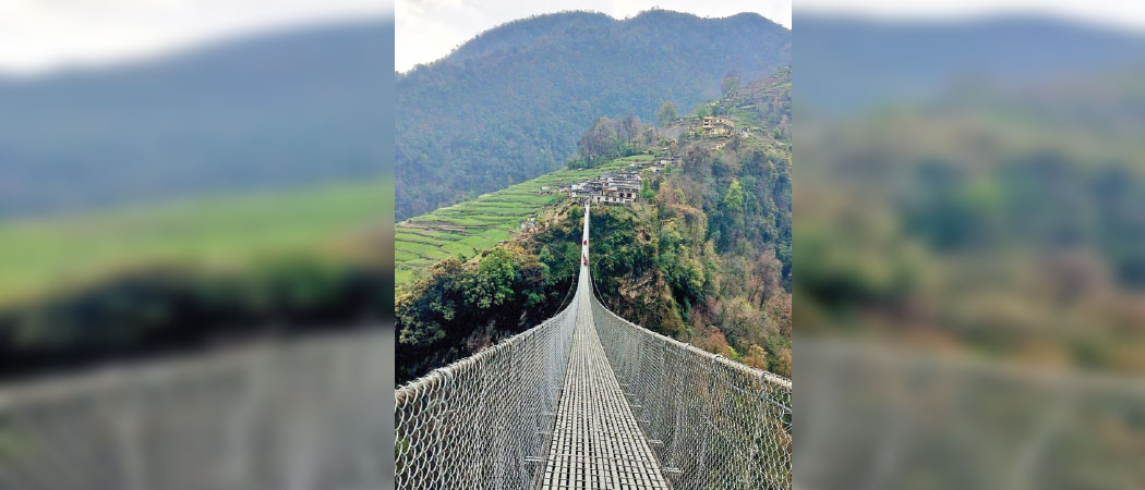 Suspension bridge connects settlements, shortens distance