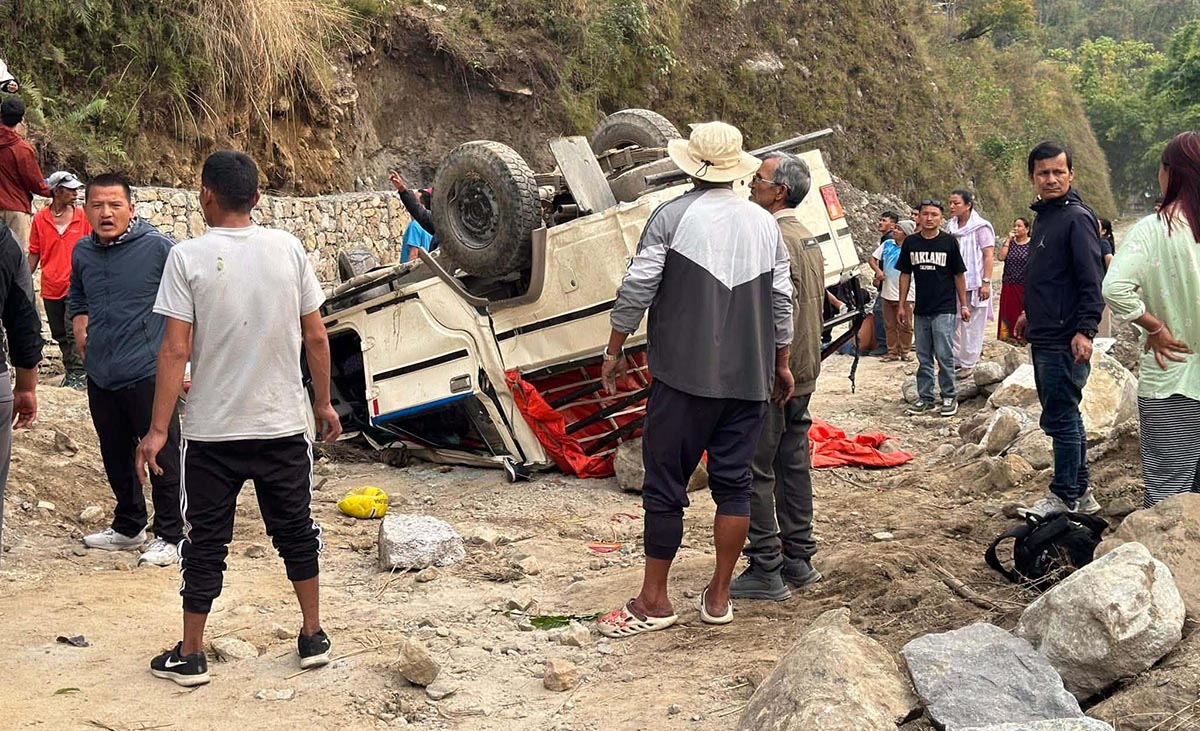 Two dead, 12 injured in Lamjung jeep accident